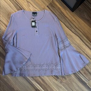 Noelle Lavender Bell Sleeve Blouse
